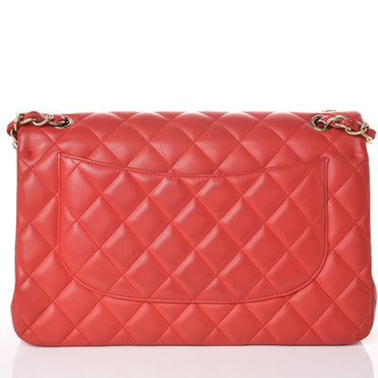 Chanel Lambskin Quilted Jumbo Double Flap Red 14 of 14