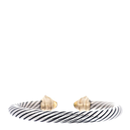 David Yurman Sterling Silver 14K Yellow Gold Citrine Tourmaline 7mm Cable Renaissance Bracelet 3 of 4