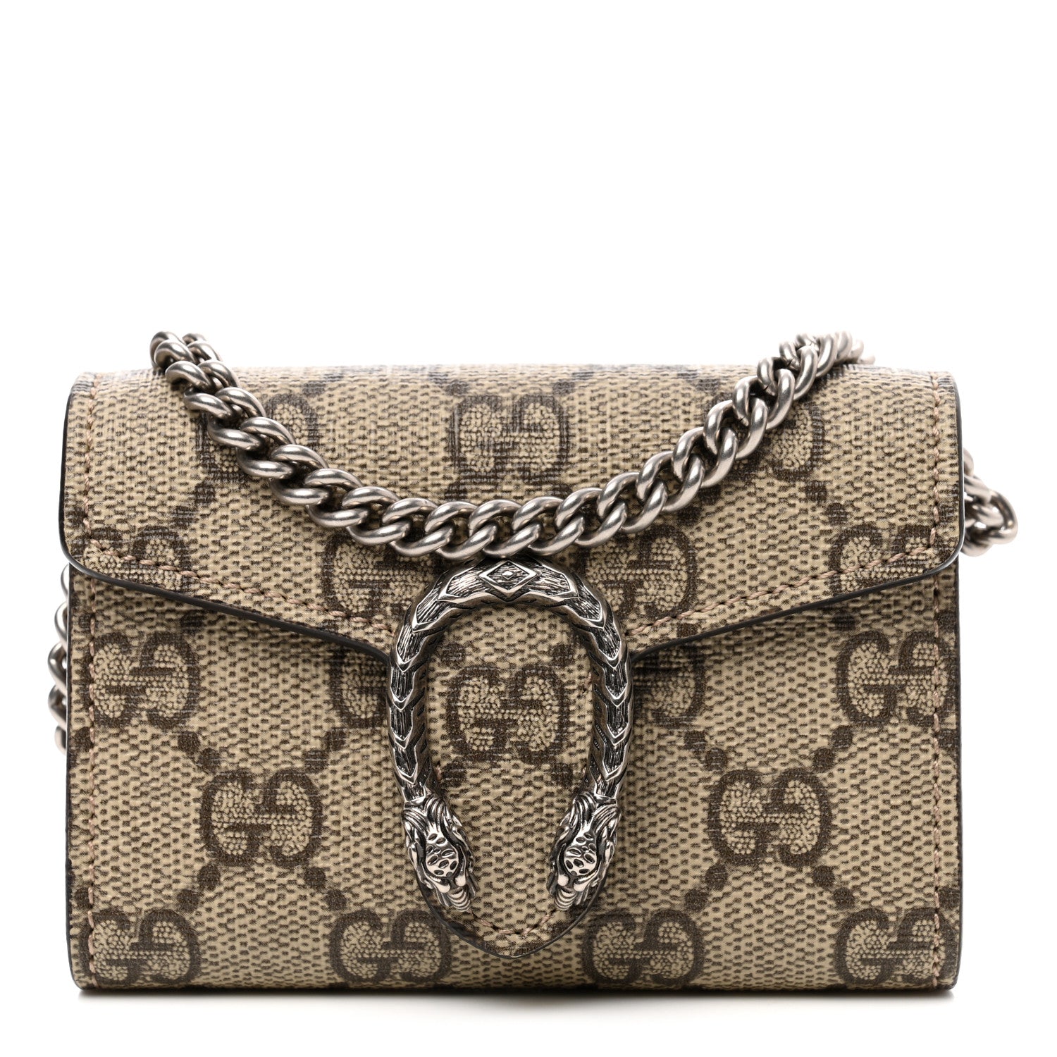 Gucci GG Supreme Monogram Dionysus Coin Purse Taupe 1 of 6