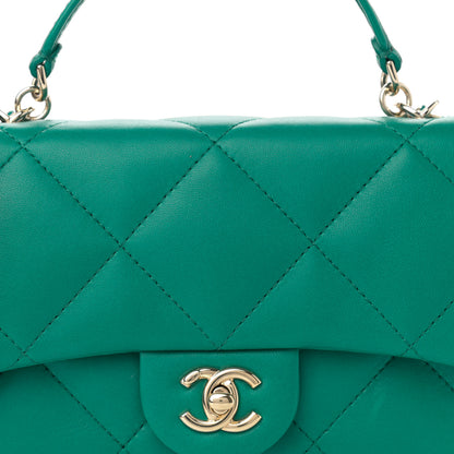 Chanel Lambskin Quilted Small Easy Carry Flap Green 8 of 13