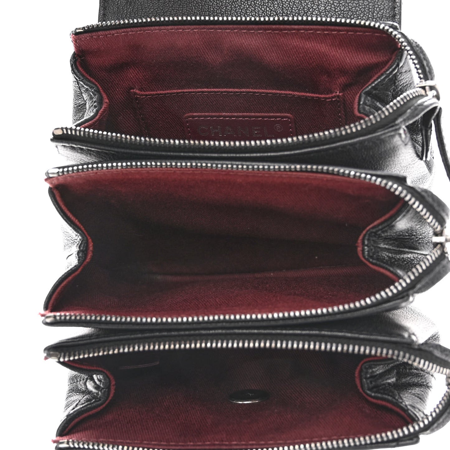 Goatskin Quilted CC Waiter Crossbody Black Black