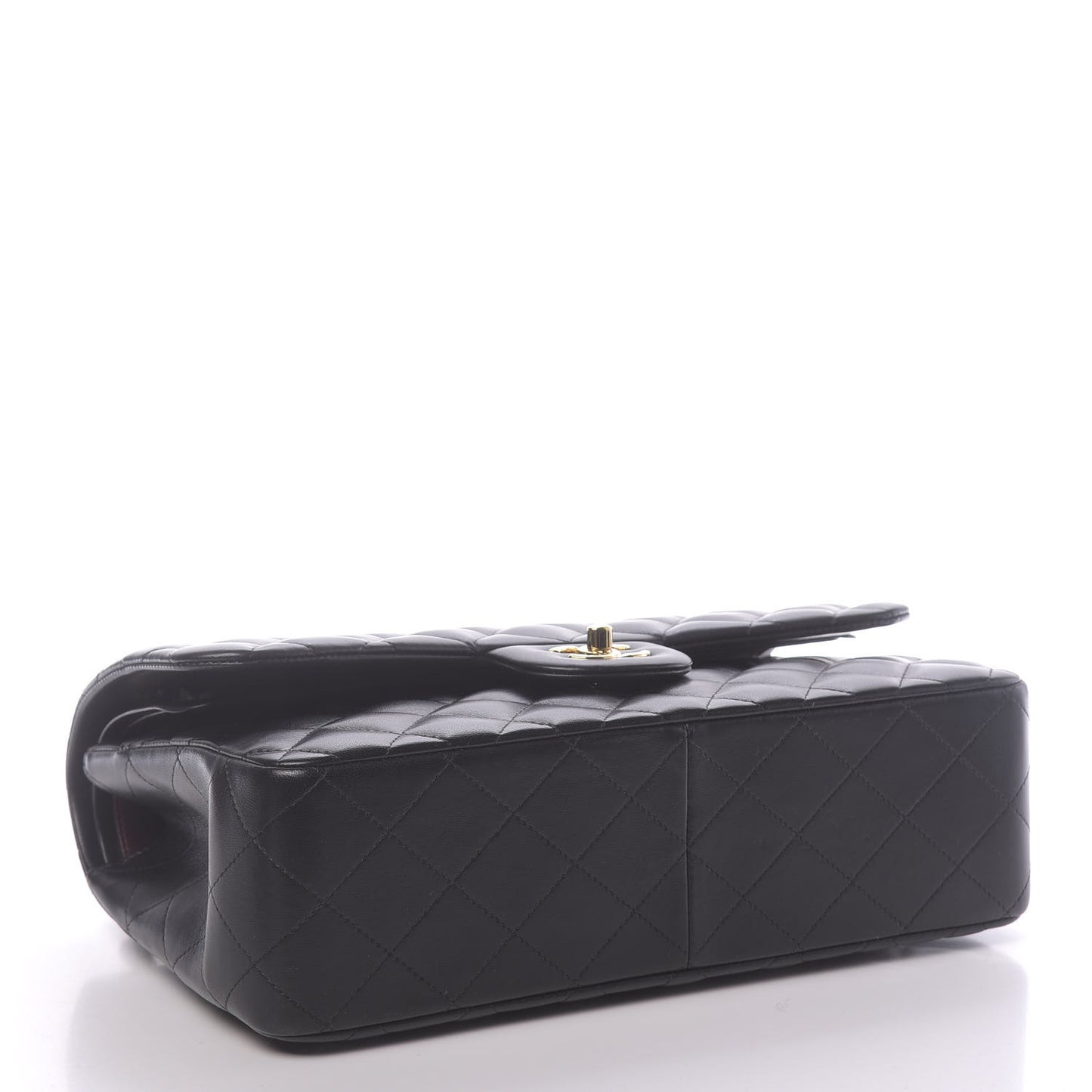 Lambskin Quilted Jumbo Double Flap Black
