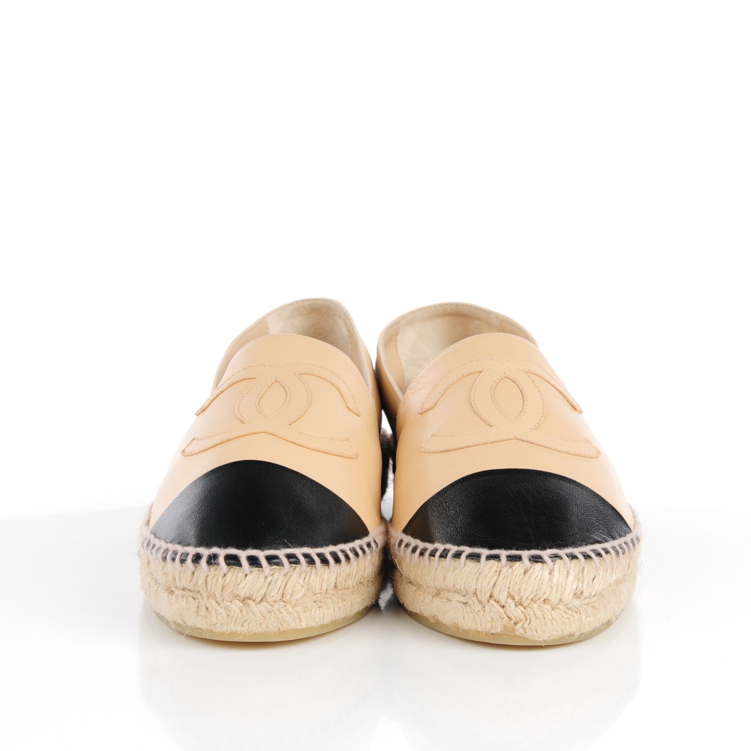 Chanel Lambskin CC Espadrilles 39 Beige Black 2 of 11