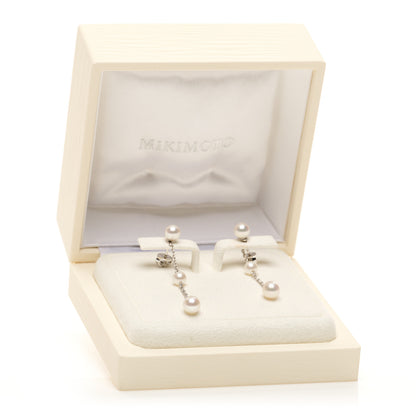 Mikimoto 18K White Gold Akoya Cultured Pearl 4.5-6.5mm Triple Drop Earrings 5 of 5