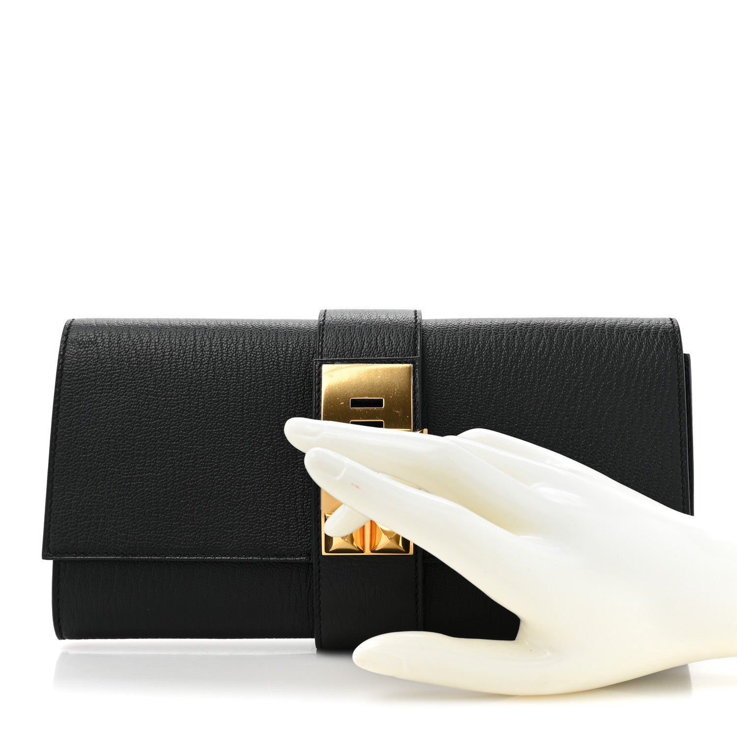 Hermes Chevre Mysore Medor 23 Clutch Black 2 of 9