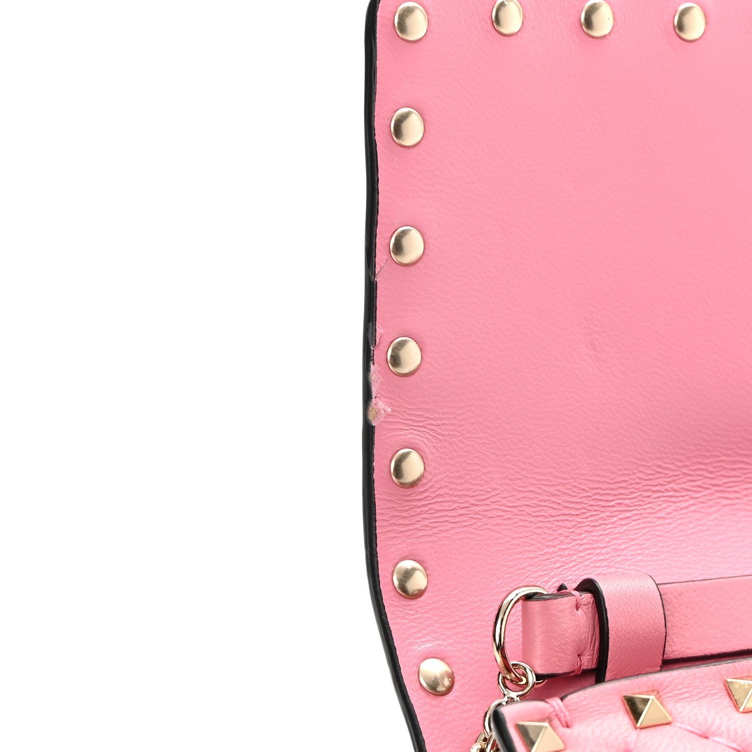 Valentino Garavani Nappa Rockstud Spike Wallet On Chain Paradise Rose 10 of 11
