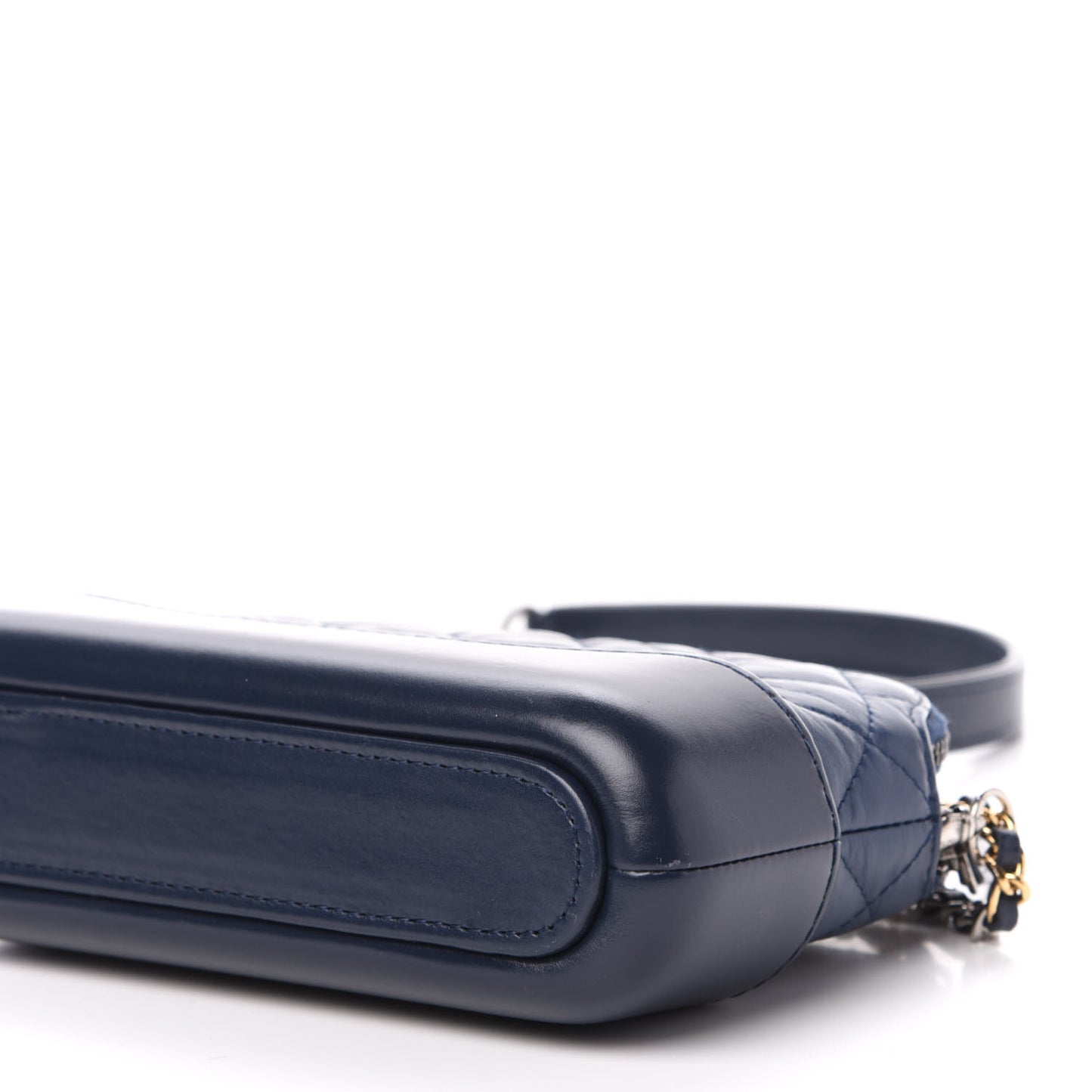 Aged Calfskin Quilted Small Gabrielle Clutch With Chain Navy Blue