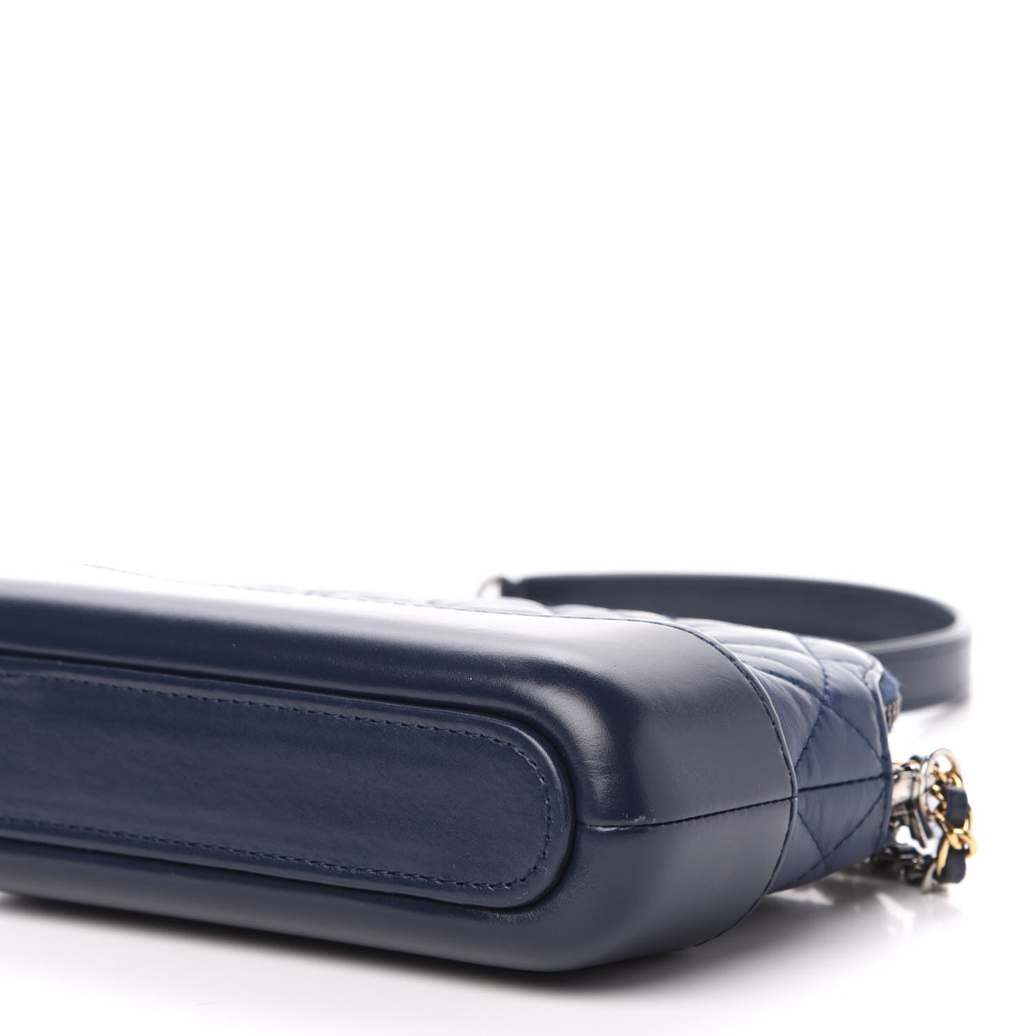 Chanel Aged Calfskin Quilted Small Gabrielle Clutch With Chain Navy Blue 12 of 14