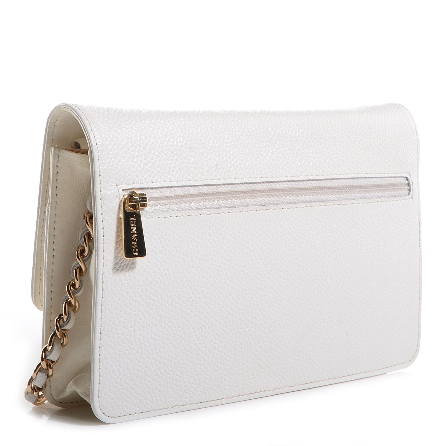 Chanel Caviar Timeless CC Wallet on Chain WOC White 3 of 8