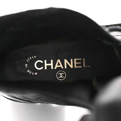 Chanel Shiny Calfskin Quilted Lace Up Combat Boots 36.5 Black 9 of 11