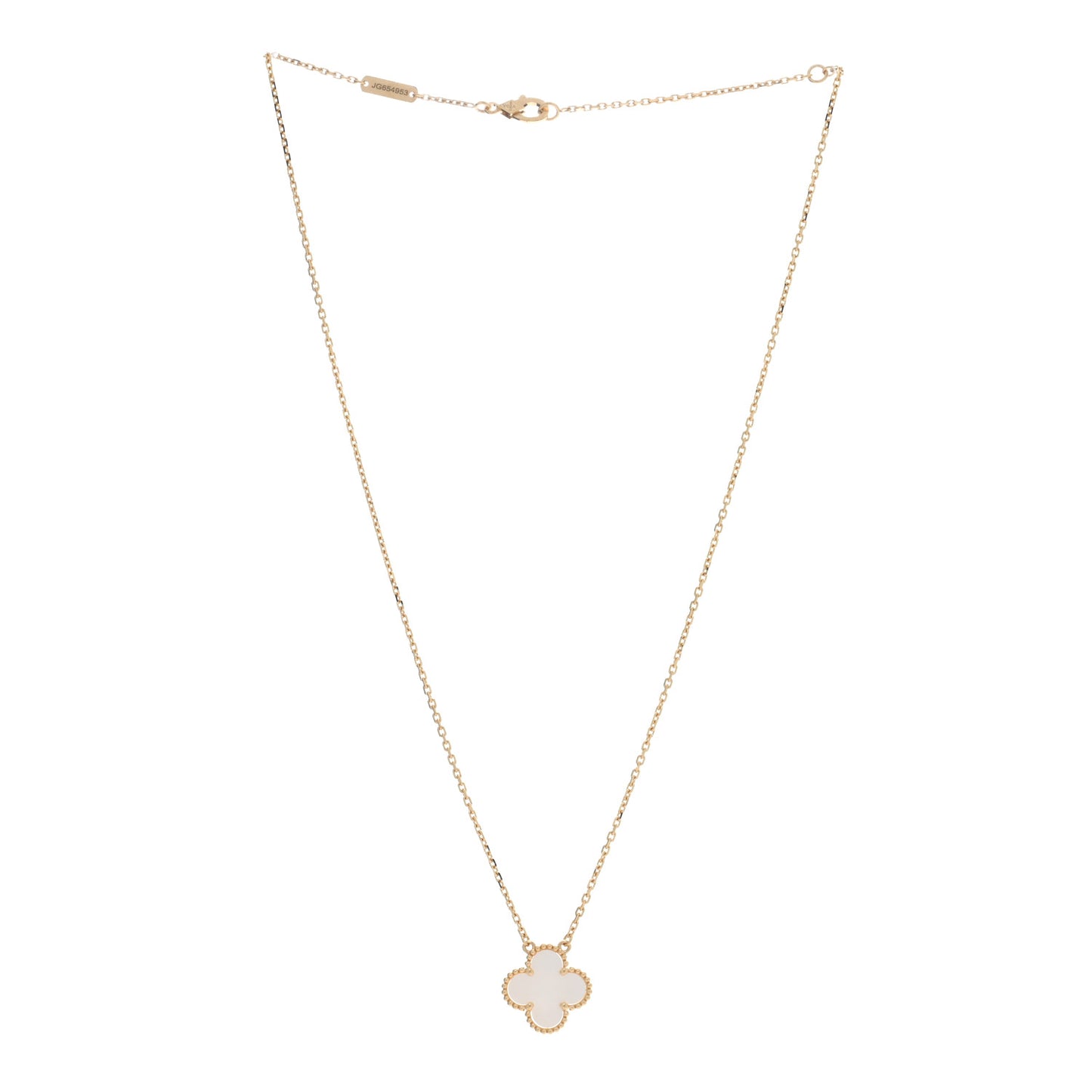 18K Yellow Gold Mother of Pearl Vintage Alhambra Pendant Necklace