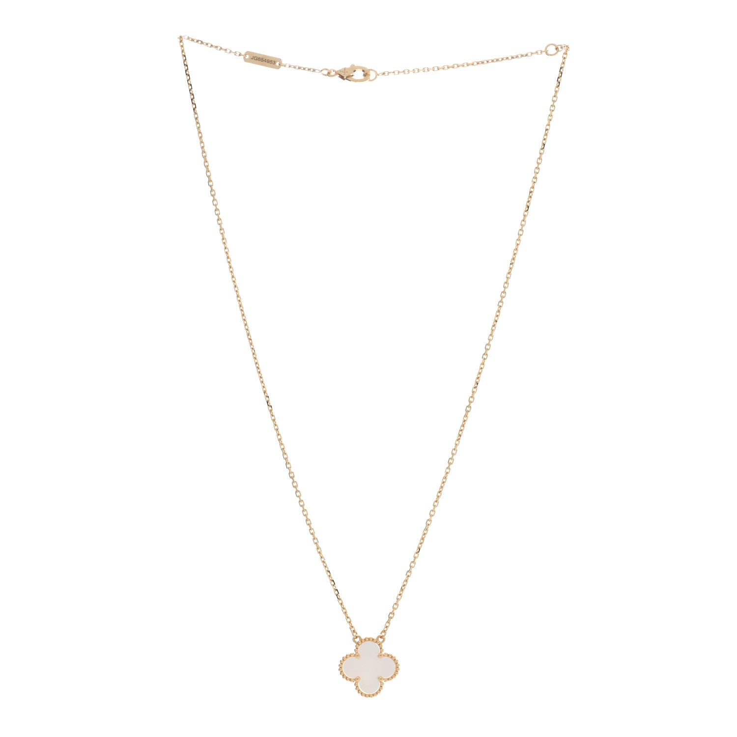 Van Cleef & Arpels 18K Yellow Gold Mother of Pearl Vintage Alhambra Pendant Necklace 3 of 4