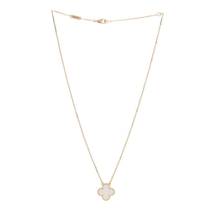 Van Cleef & Arpels 18K Yellow Gold Mother of Pearl Vintage Alhambra Pendant Necklace 3 of 4