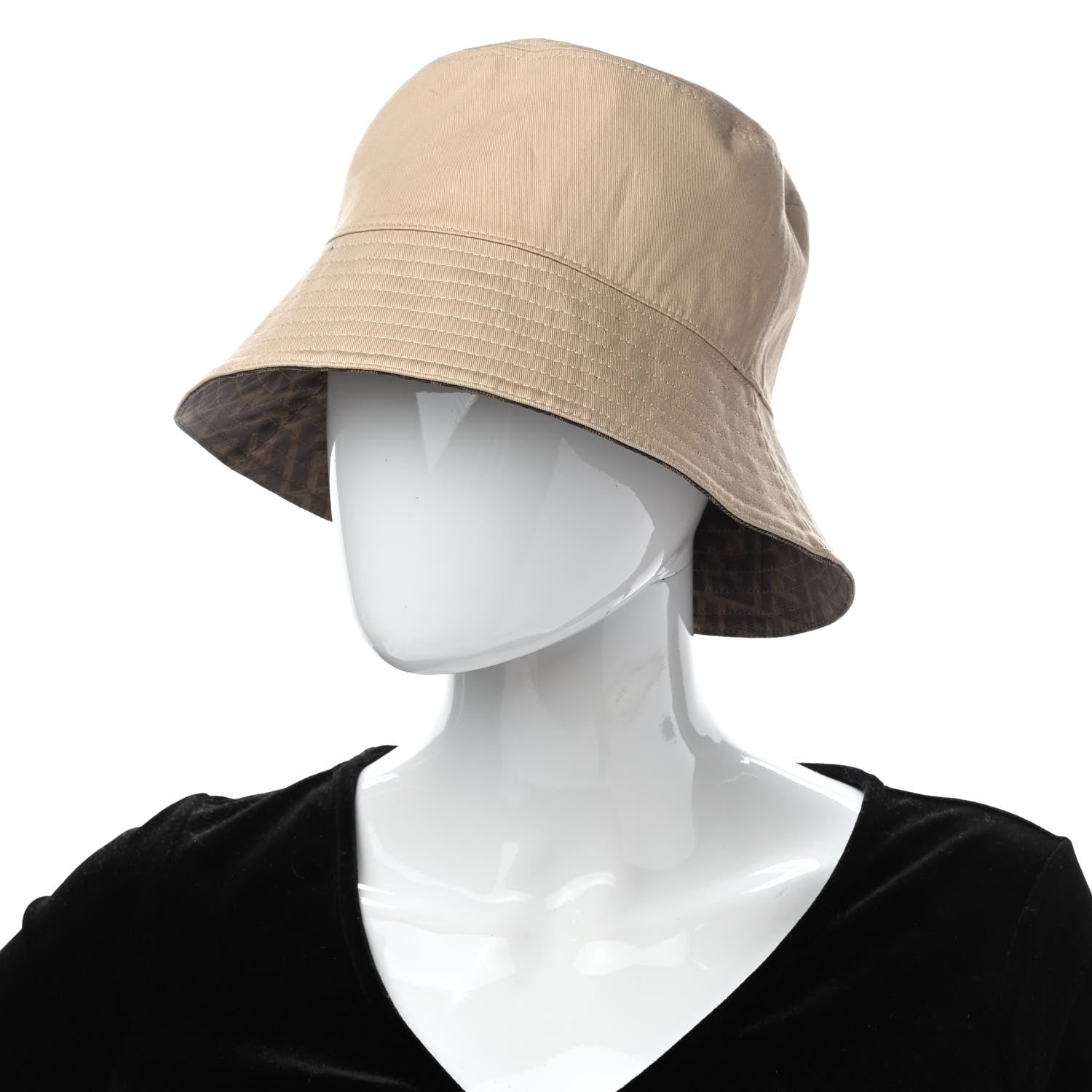 Fendi Technical Fabric FF Reversible Bucket Hat S Tobacco Beige 10 of 15
