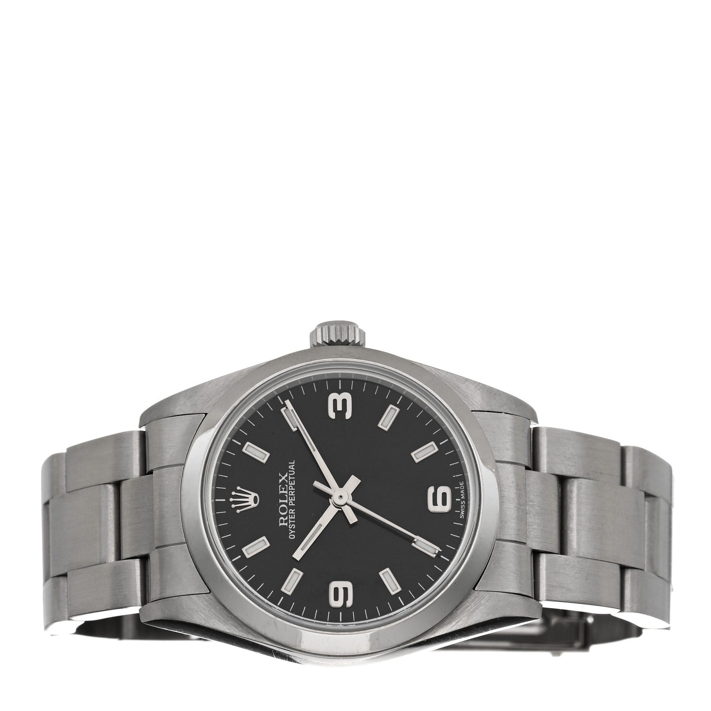 Stainless Steel 31mm Oyster Perpetual Watch Black 77080