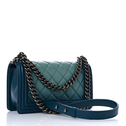 Chanel Calfskin Ombre Faded Quilted Medium Boy Flap Green 2 of 18