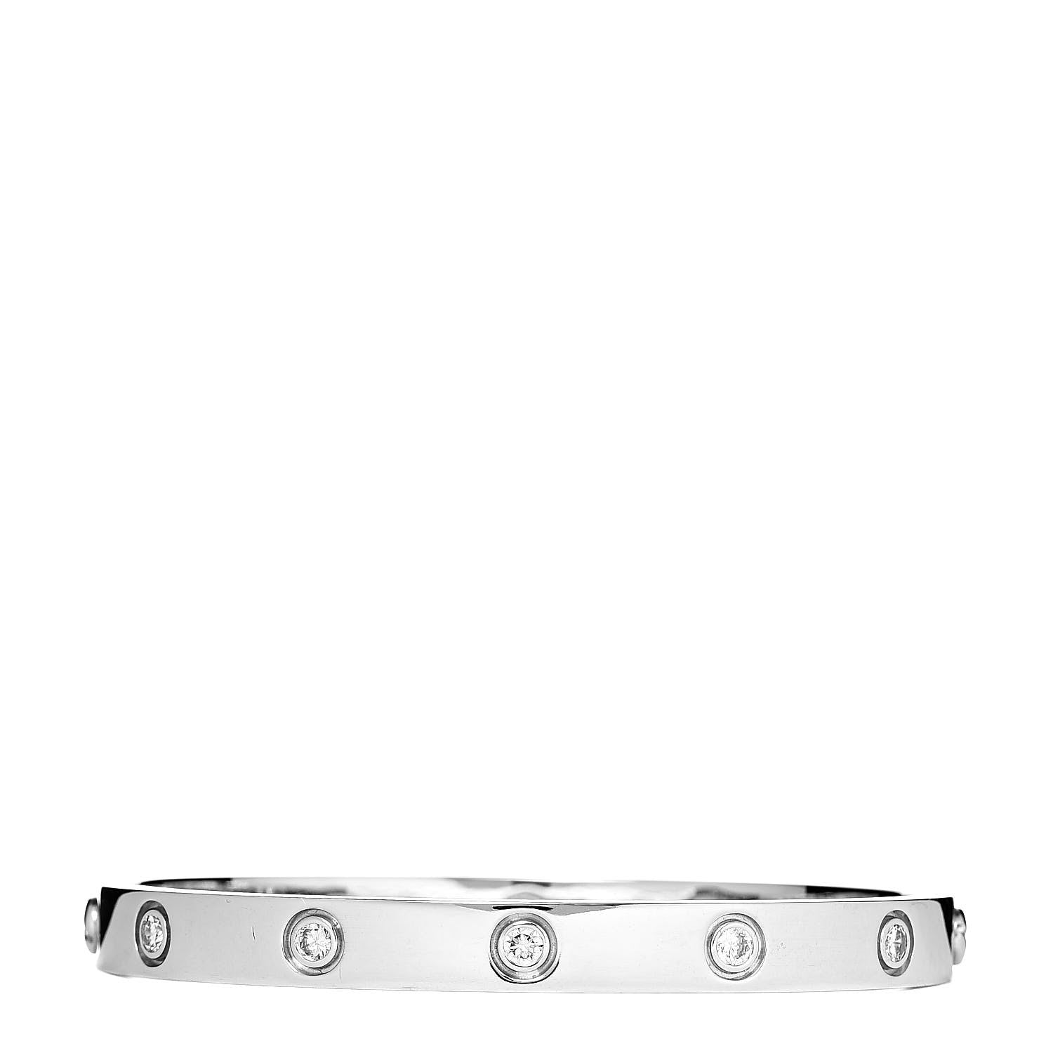 Cartier 18K White Gold 10 Diamond LOVE Bracelet 17 3 of 6