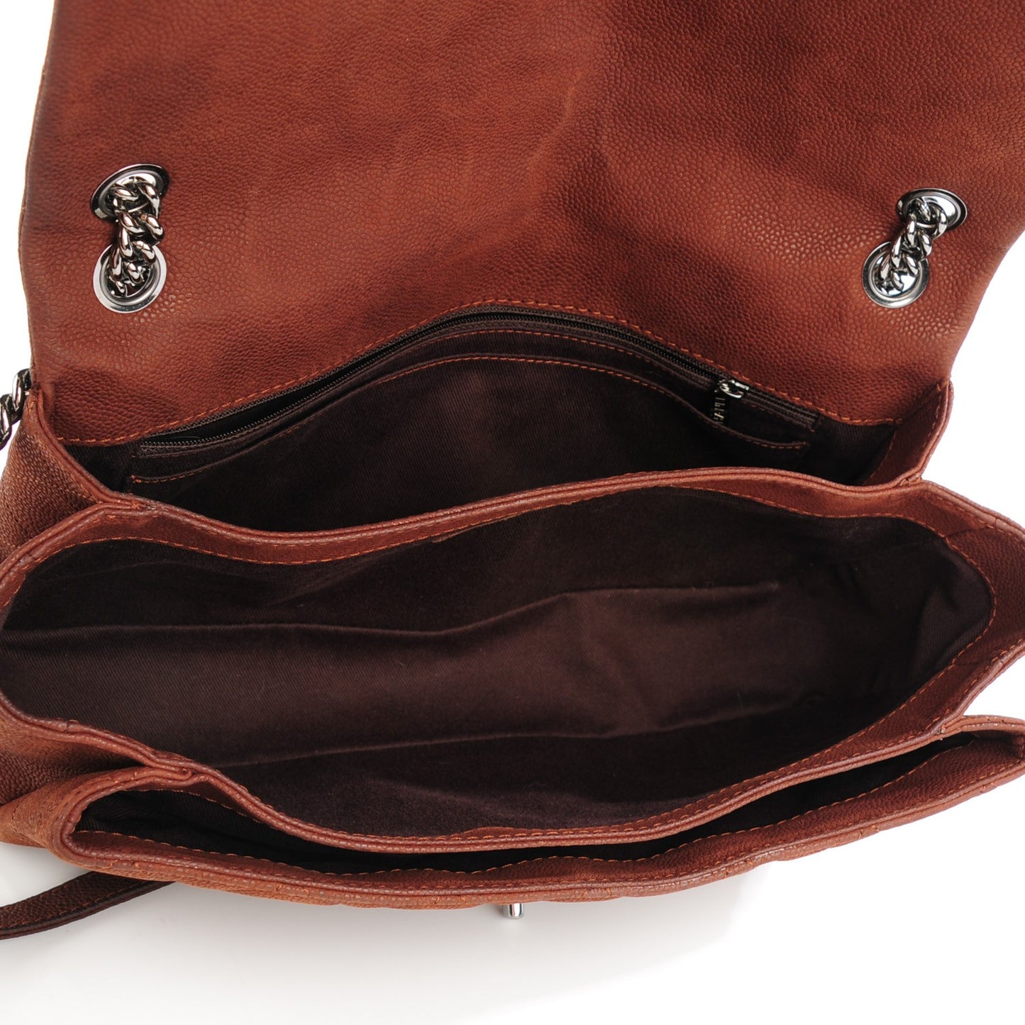 Iridescent Caviar Quilted Medium Lady Pearly Flap Brown