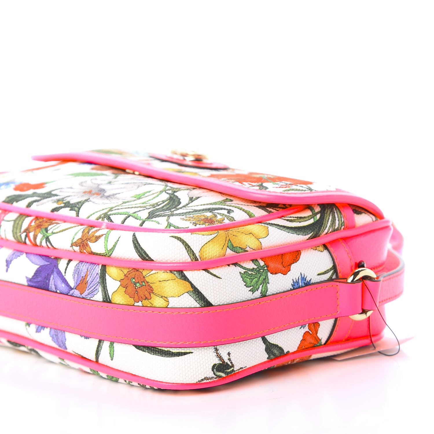 Gucci Canvas Flora Floral Shoulder Bag White Fuchsia Fluo 9 of 10