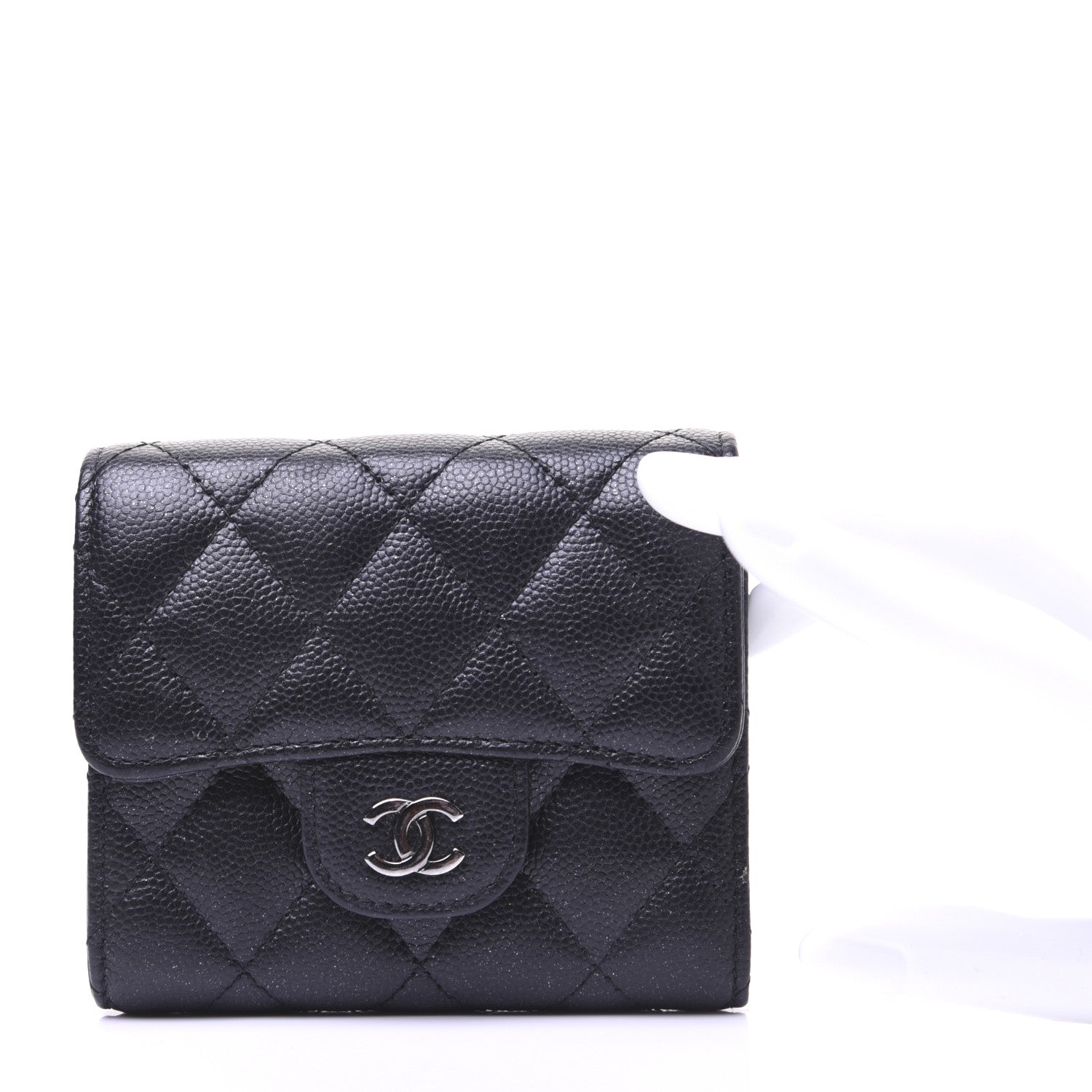 Chanel Iridescent Caviar Quilted Compact Flap Wallet Black 2 of 12