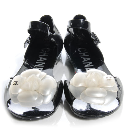 Chanel Jelly Camellia Sandal 37 Black White 2 of 6