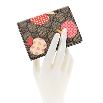Gucci GG Supreme Monogram Les Pommes Card Case Wallet Beige Multicolor Mystic White 2 of 8