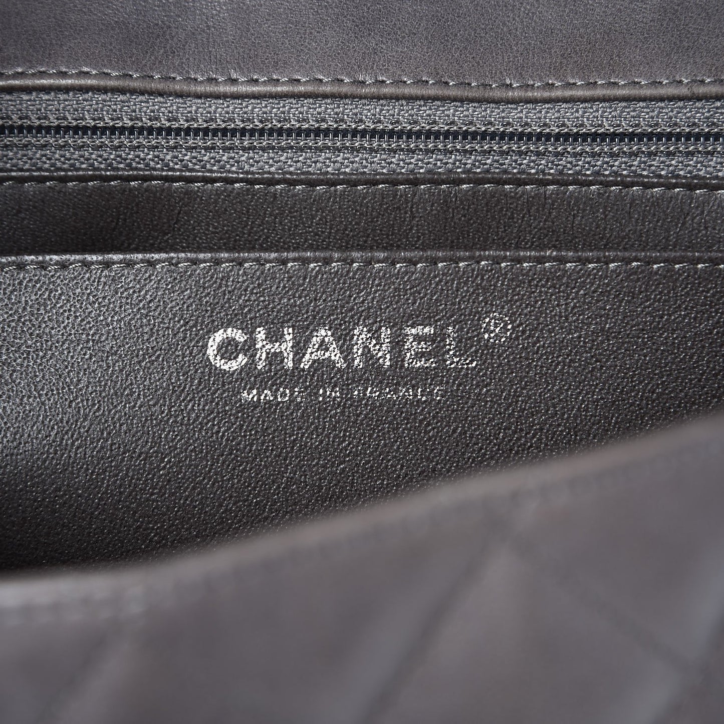 Lambskin Quilted Jumbo Single Flap Dark Grey