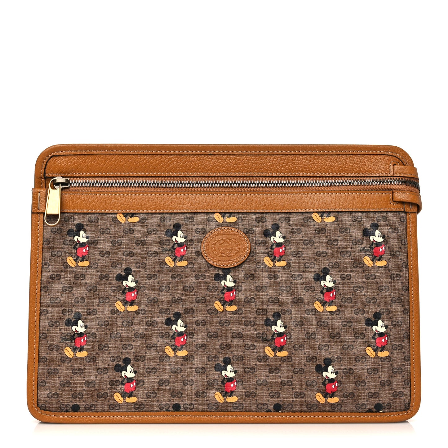 X DISNEY Mini Vintage GG Supreme Monogram Mickey Mouse Documents Holder Beige Vintage Sun Oil