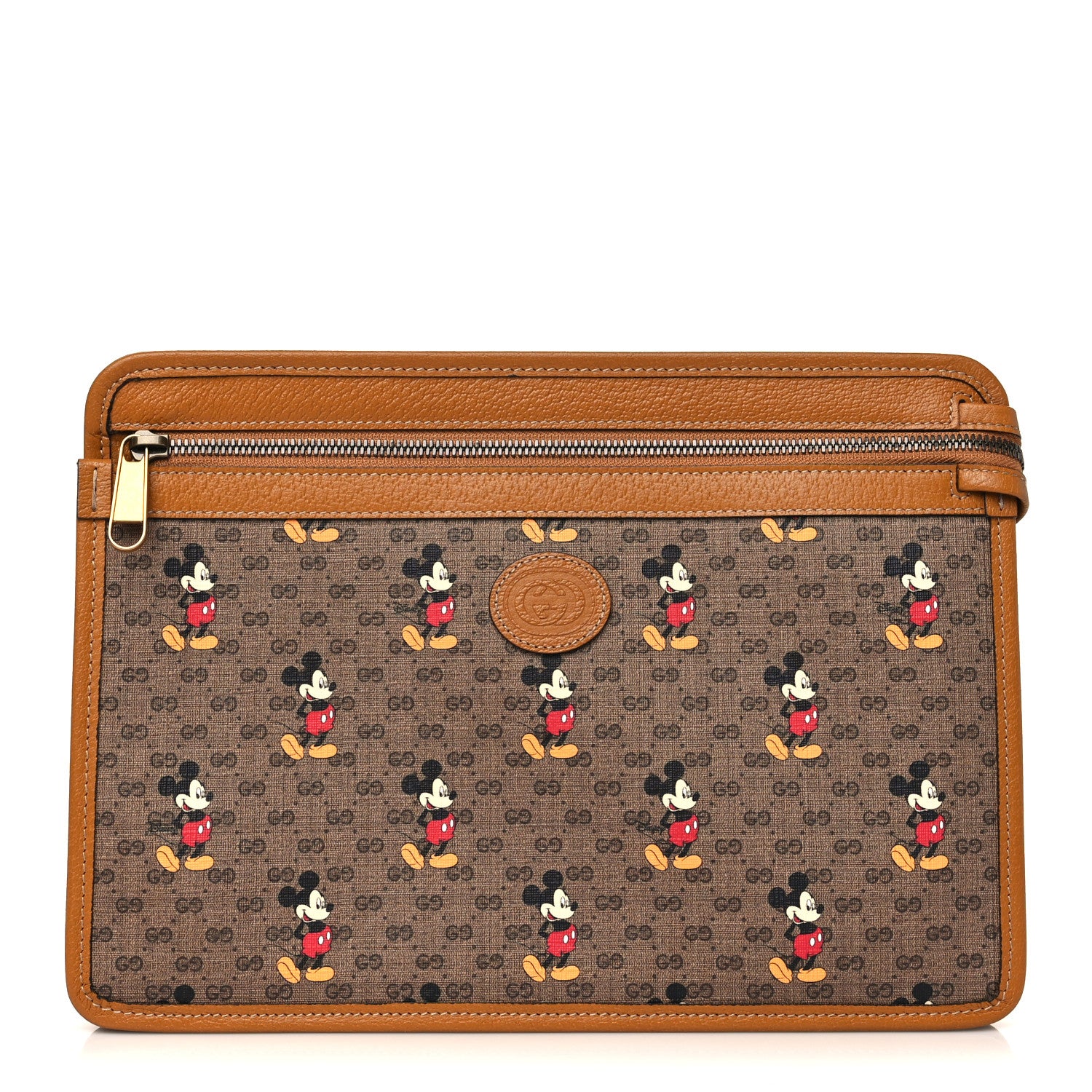 Gucci X DISNEY Mini Vintage GG Supreme Monogram Mickey Mouse Documents Holder Beige Vintage Sun Oil 1 of 6