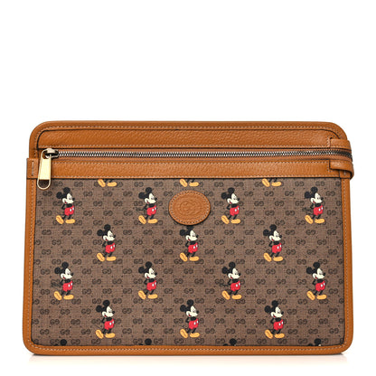 Gucci X DISNEY Mini Vintage GG Supreme Monogram Mickey Mouse Documents Holder Beige Vintage Sun Oil 1 of 6