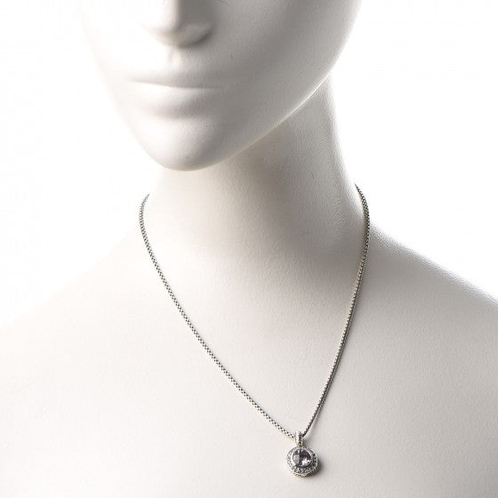 David Yurman Sterling Silver Lavender Amethyst Diamond 8mm Petite Cerise Pendant Necklace 2 of 6