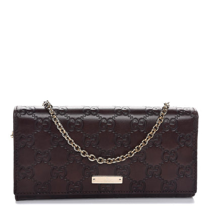 Gucci Guccissima Margaux Calfskin Metal Bar Chain Wallet Chocolate 1 of 9