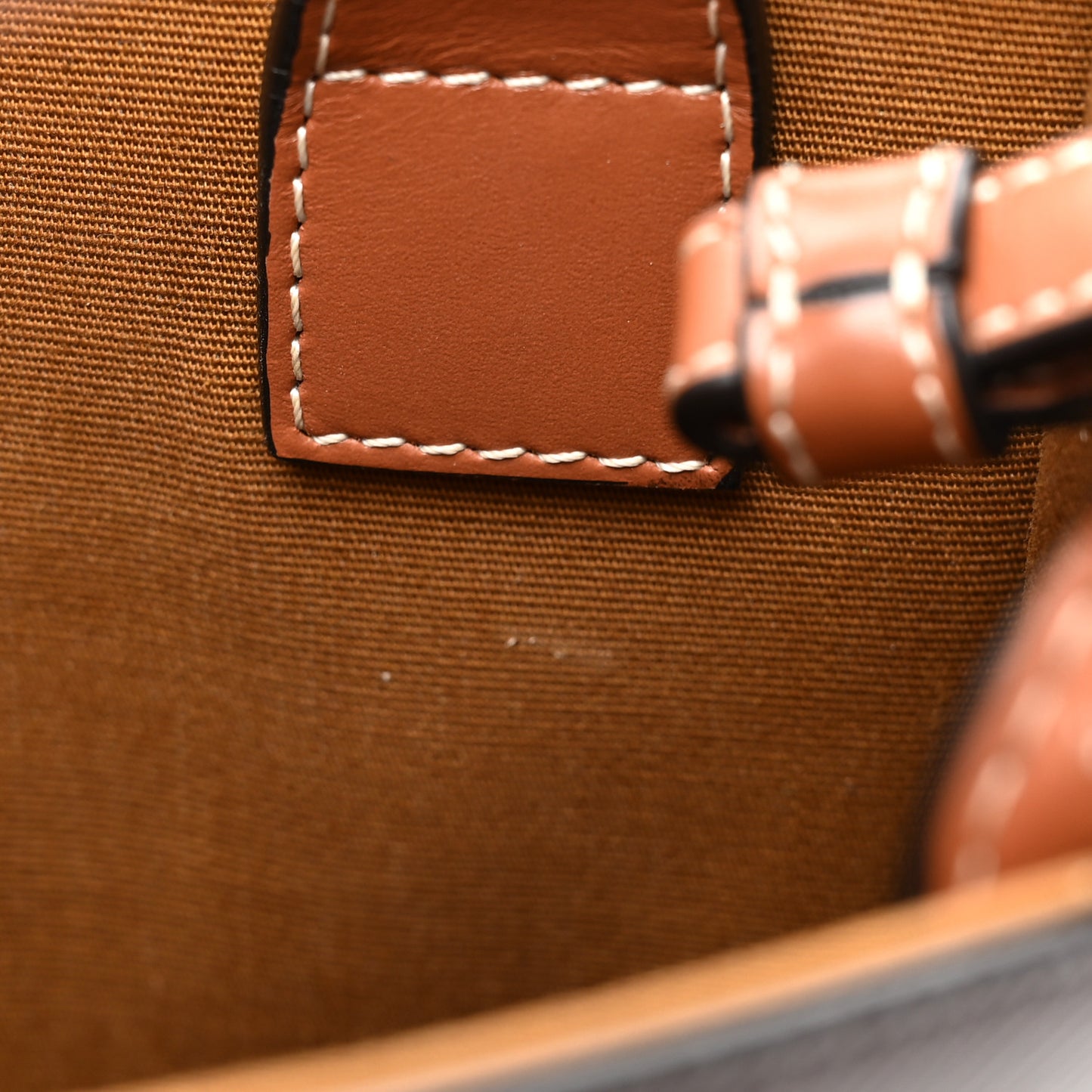 Canvas Calfskin Mini Vertical Cabas Khaki