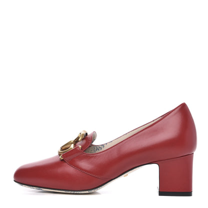 Gucci Malaga Kid GG Victoire 55mm Loafer Pumps 35 Hibiscus Red 1 of 9