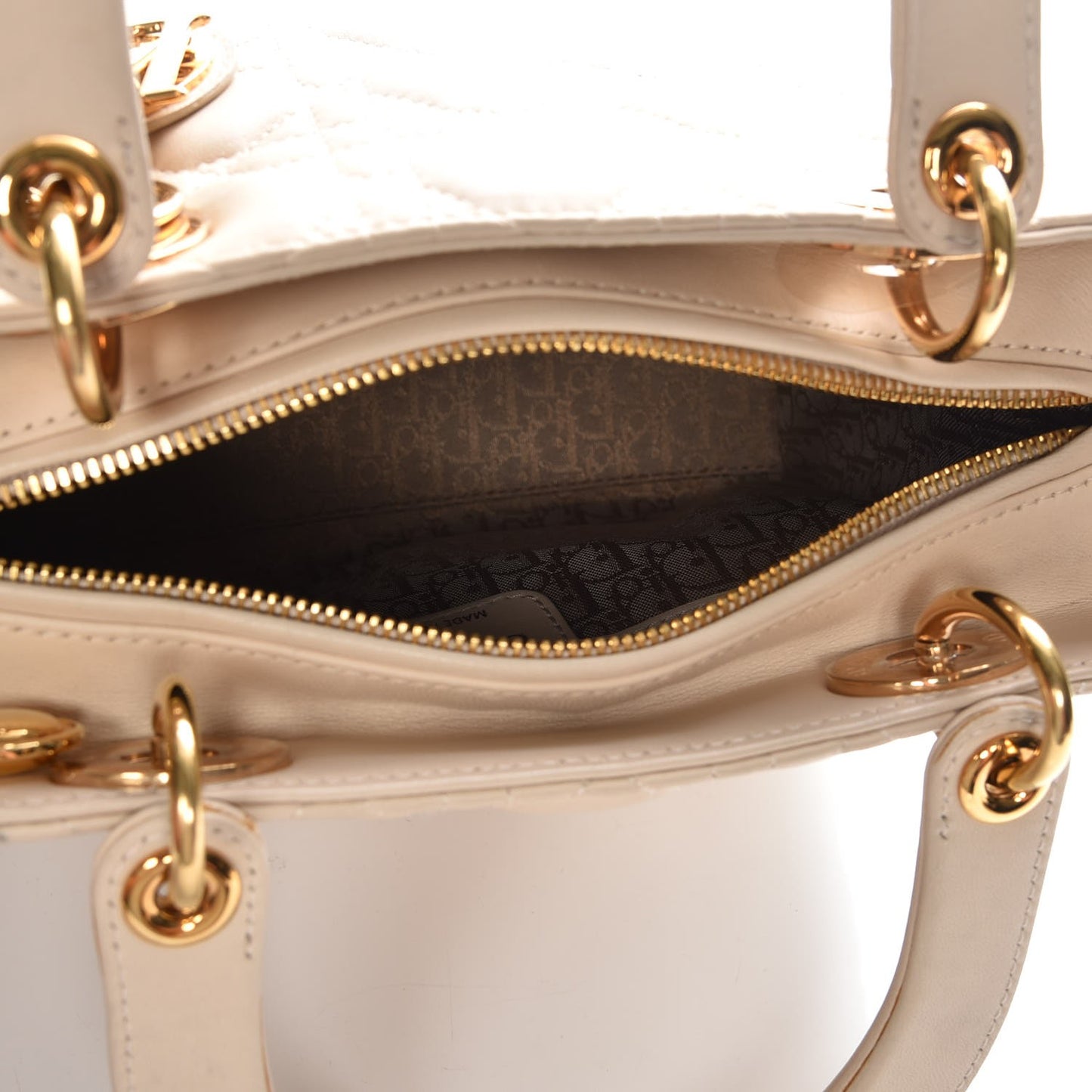 Lambskin Cannage Medium Lady Dior Light Beige