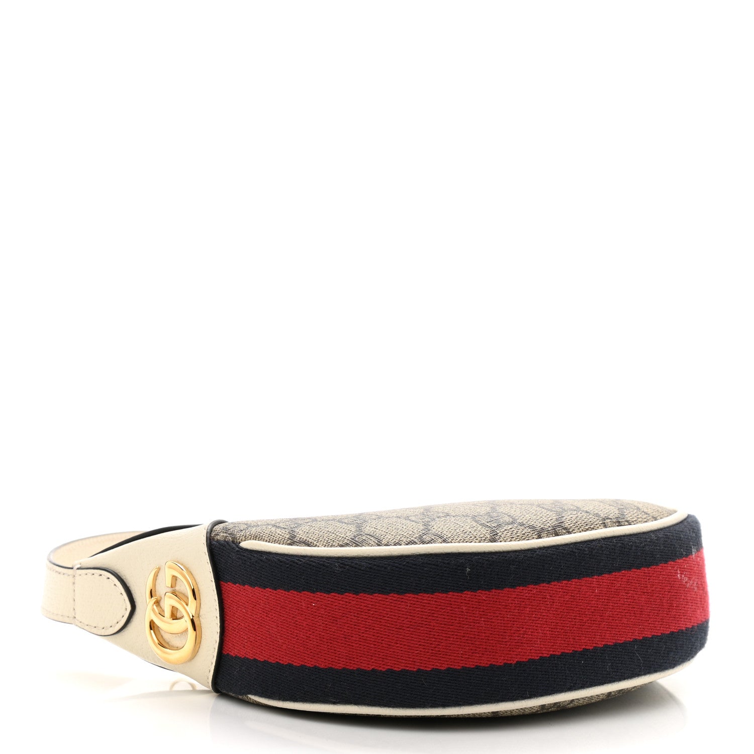 Gucci GG Supreme Monogram Textured Dollar Calfskin Web Mini Ophidia Half Moon Hobo Beige Ebony Mystic White 4 of 12