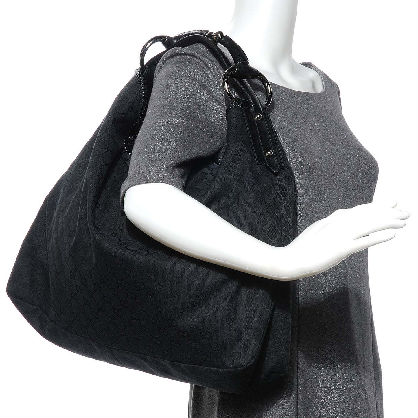 Monogram Large Horsebit Chain Hobo Black