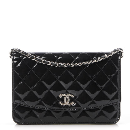 Chanel Patent Quilted Brilliant Wallet On Chain WOC Black 1 of 9