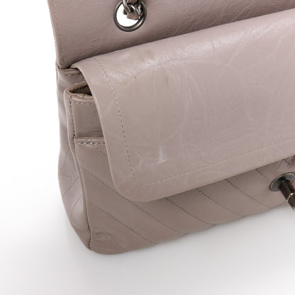 Chanel Calfskin Chevron Quilted Medium Double Flap Grey 12 of 13