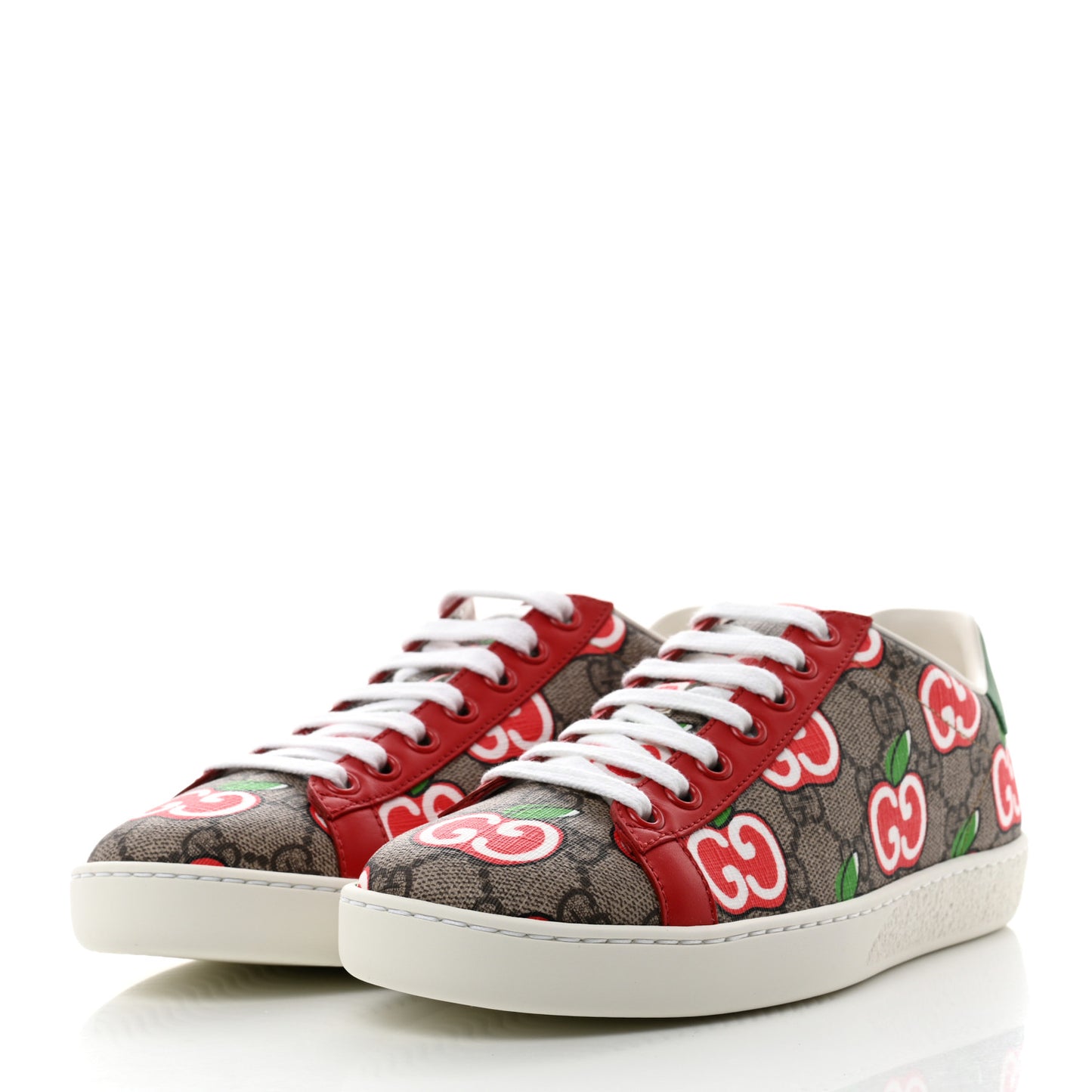 GG Supreme Monogram Apple Womens Ace Sneakers 36 Red