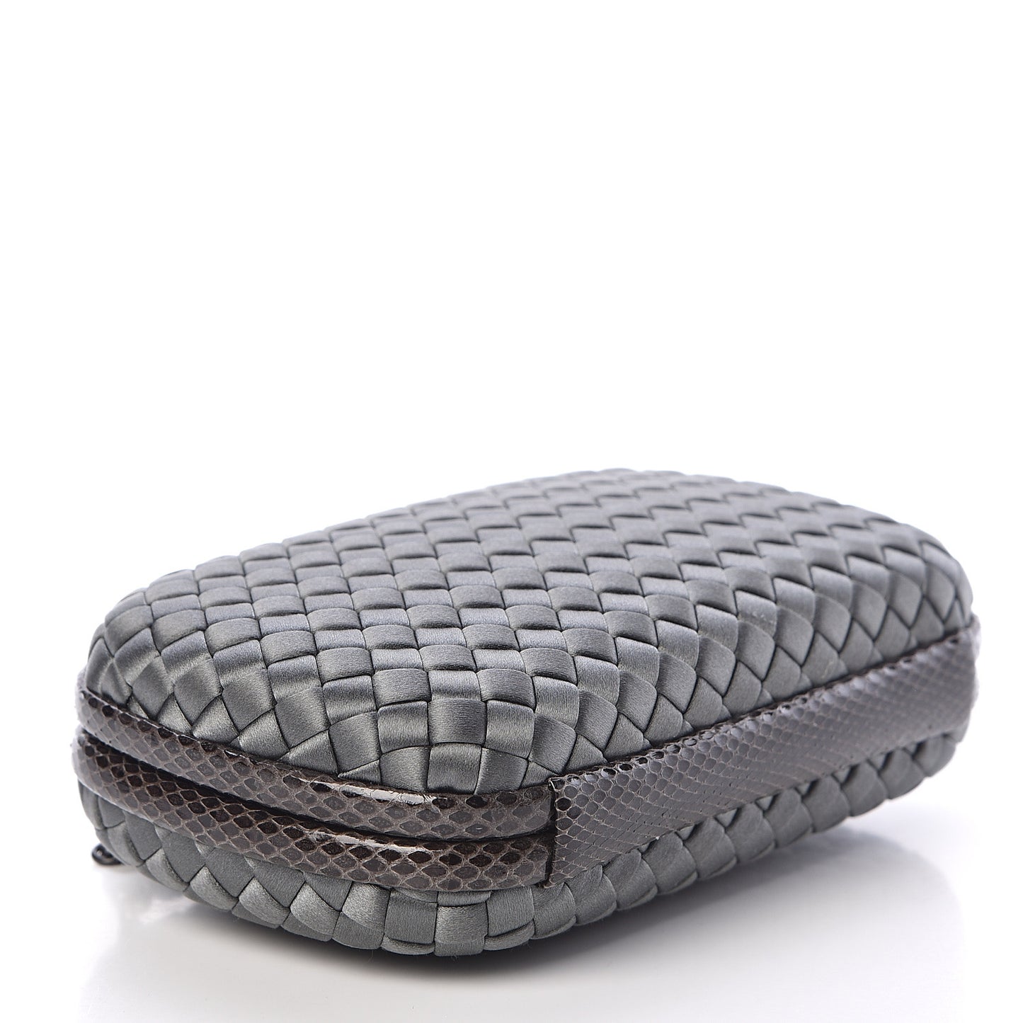 Satin Ayers Intrecciato Chain Knot Clutch Grey