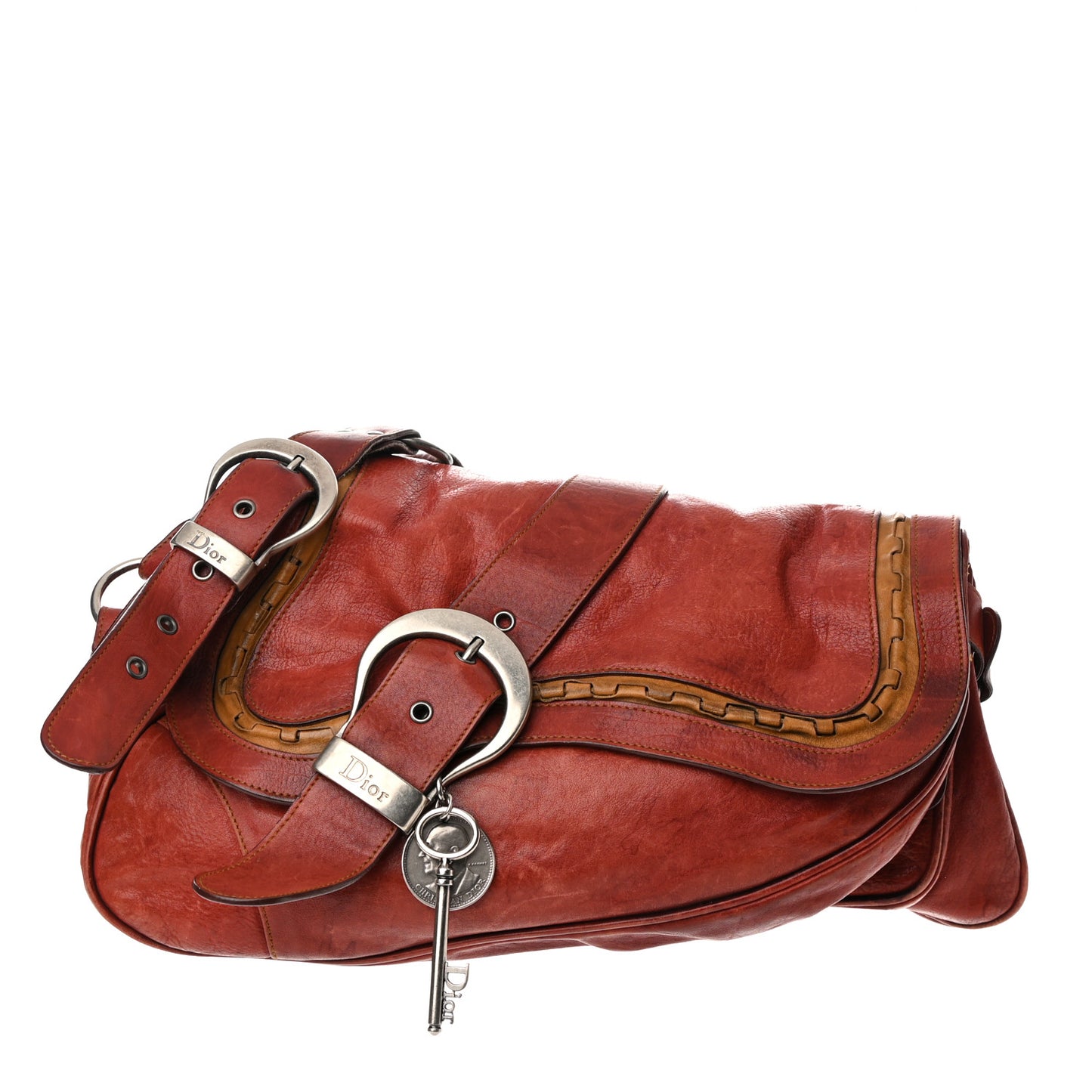 Calfskin Medium Gaucho Double Saddle Bag Red