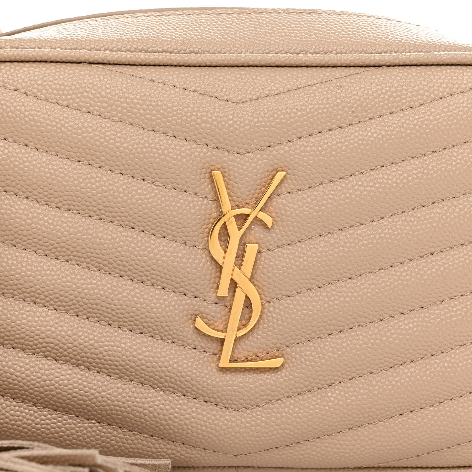 Saint Laurent Grain De Poudre Matelasse Monogram Mini Lou Camera Bag Dark Latte 7 of 9