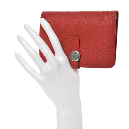 Hermes Togo Dogon Compact Wallet Vermillion 2 of 9