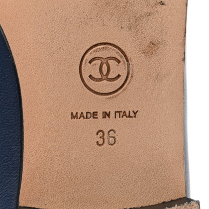 Chanel Lambskin Cap Toe CC Ballerina Flats 36 Dark Blue Black 7 of 10