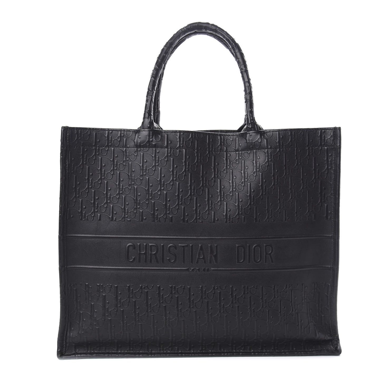 Oblique Calfskin Embossed Book Tote Black