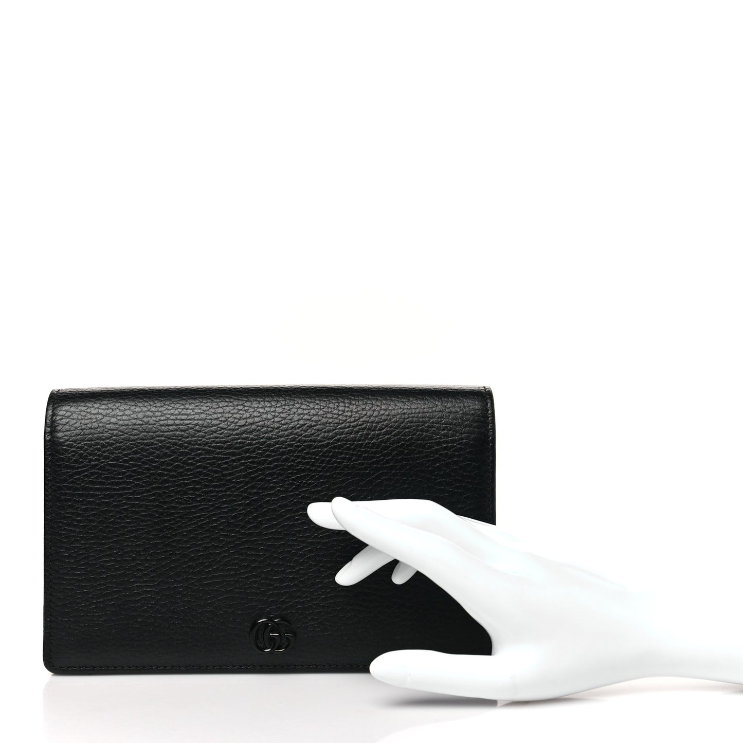 Dollar Calfskin Enamel Monochrome Mini GG Marmont Chain Wallet Black