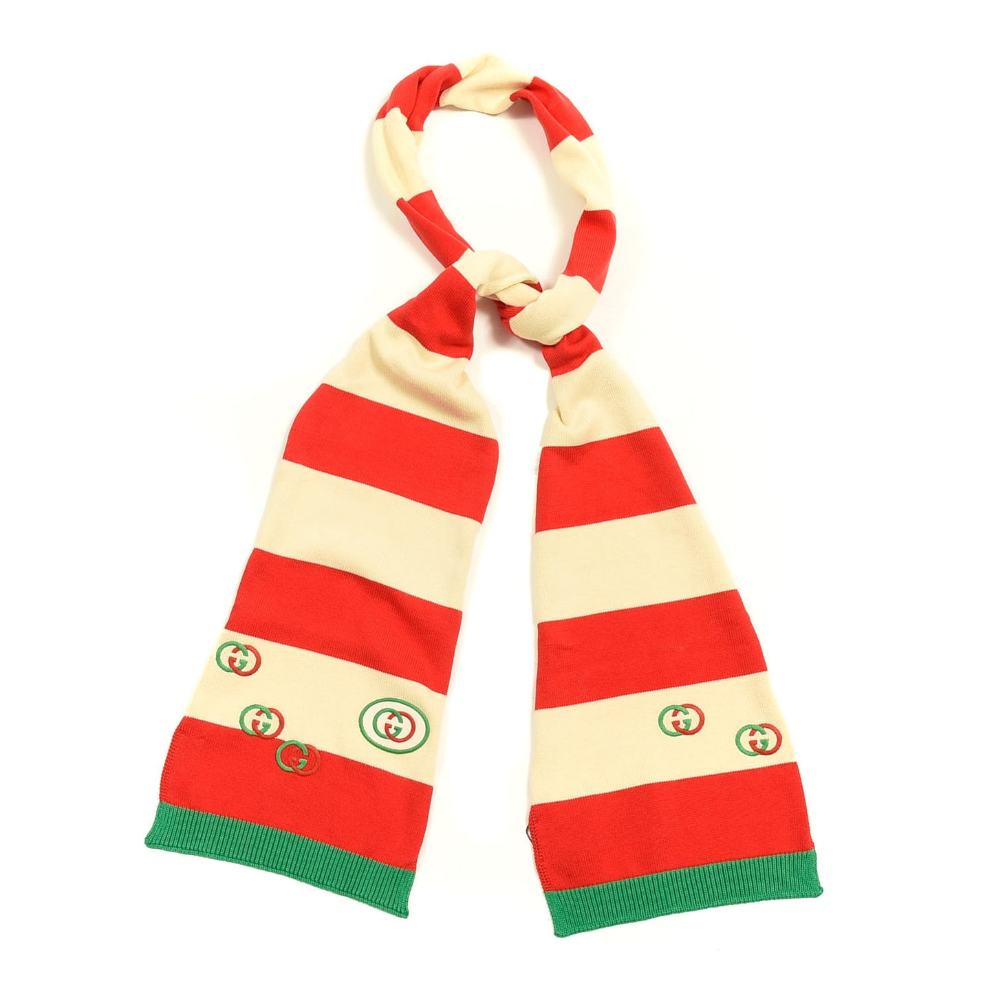 Wool Interlocking G Scarf Green Red White