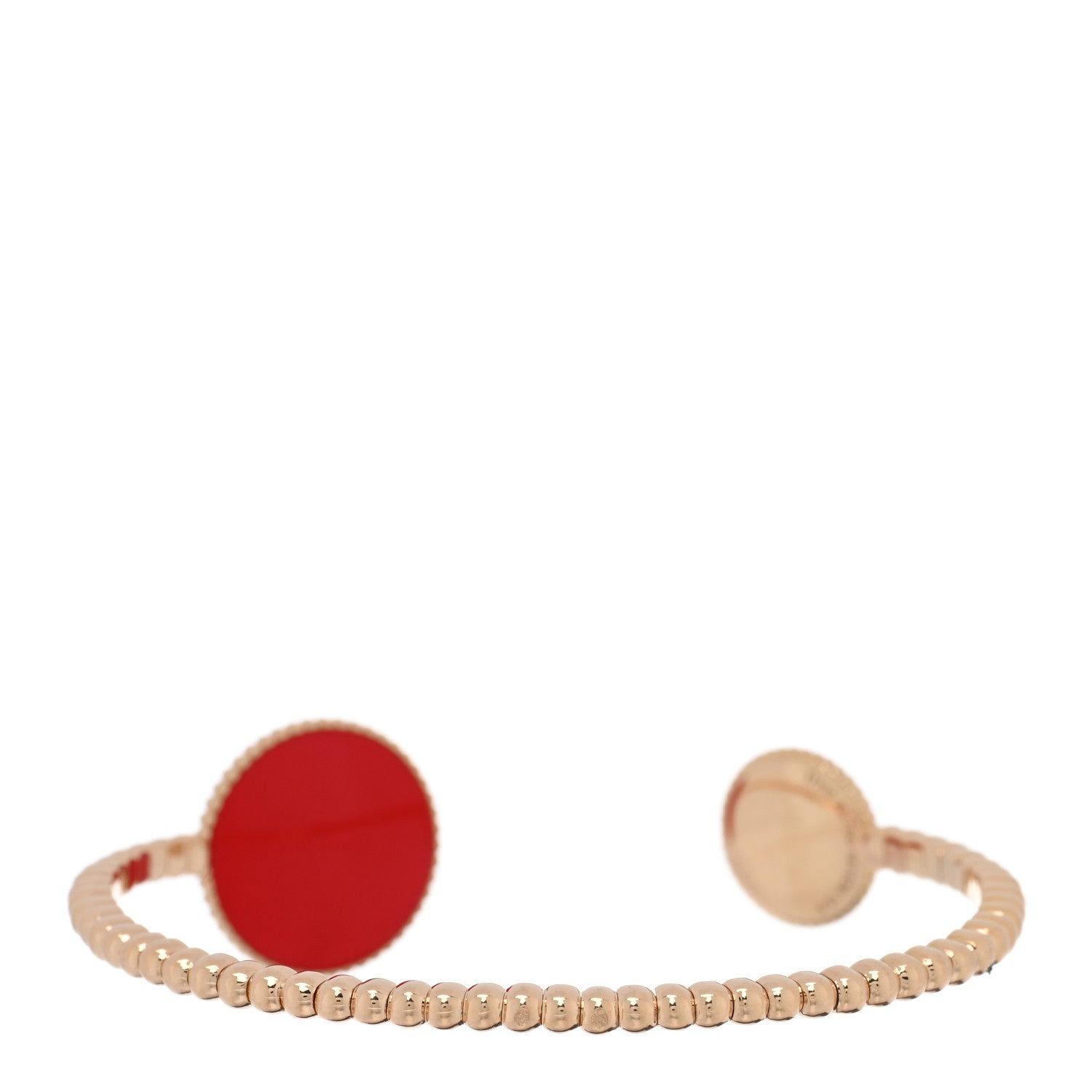 Christian Dior 18K Rose Gold Diamond Ceramic Rose Des Vents Cuff Bracelet Red 2 of 3
