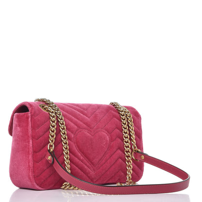 Gucci Velvet Matelasse Small GG Marmont Shoulder Bag Light Raspberry Rose 3 of 7